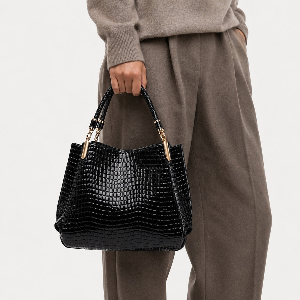 Sac À Main Noir Femme Imprimé Crocodile
