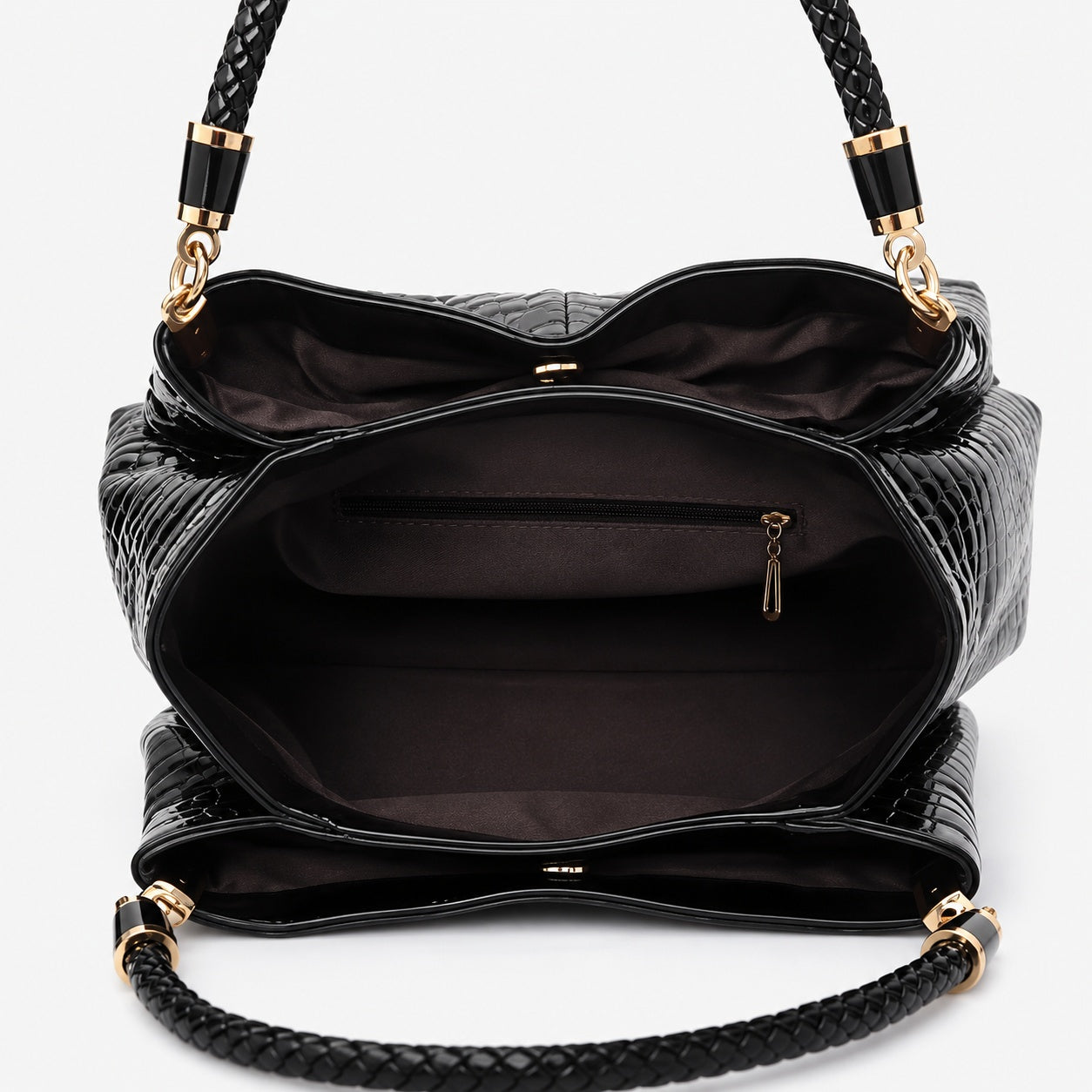 Sac À Main Noir Femme Imprimé Crocodile