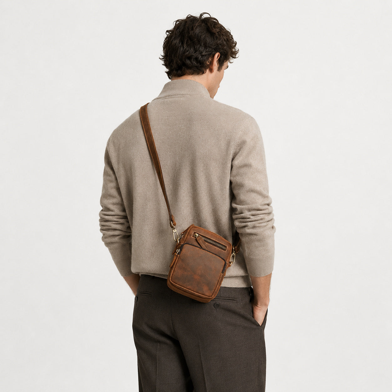 Sac Bandoulière Homme Cuir De Vachette Véritable