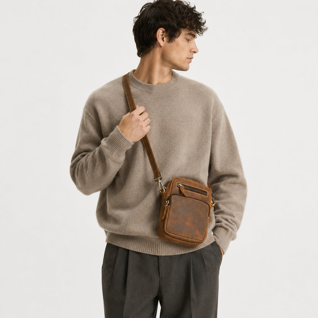 Sac Bandoulière Homme Cuir De Vachette Véritable