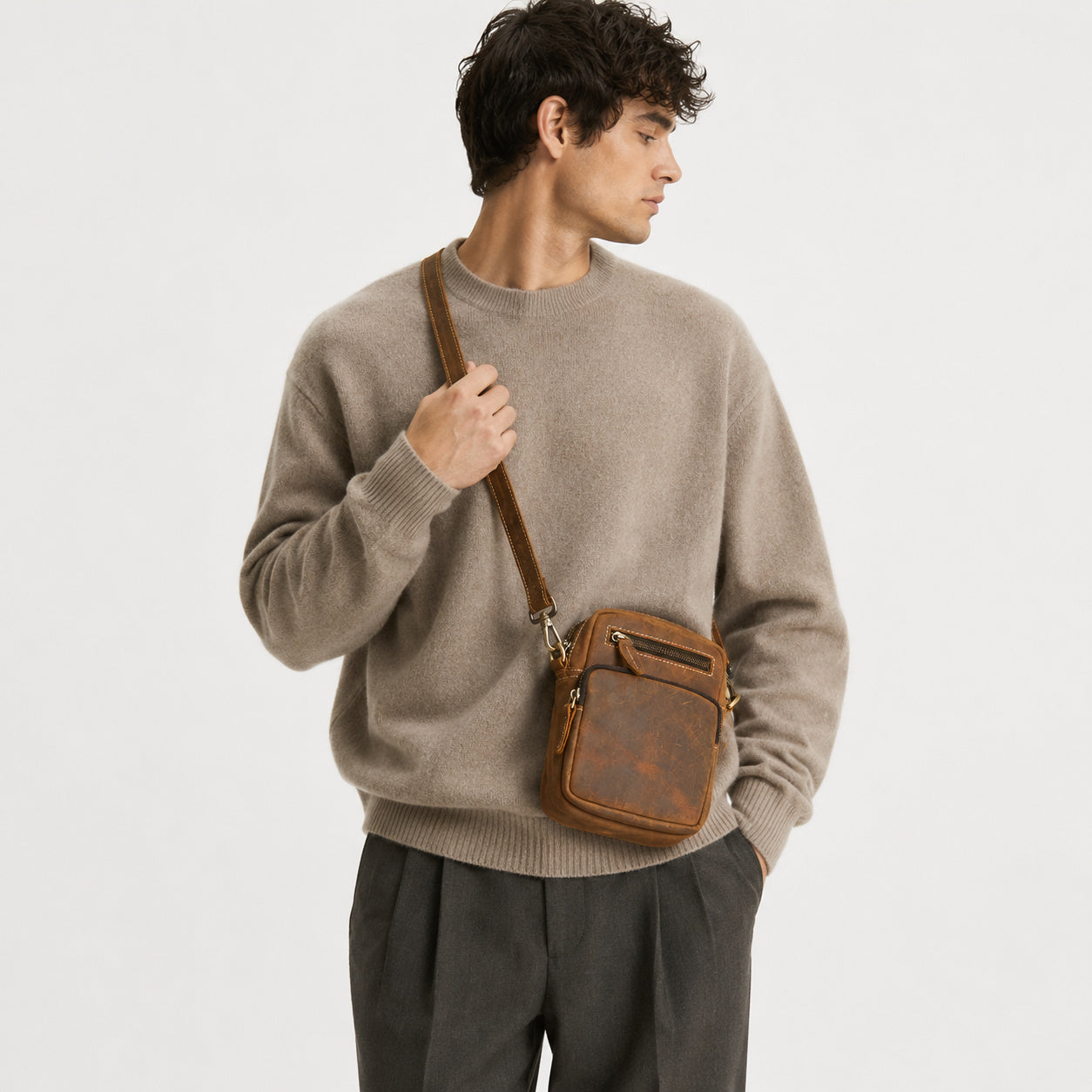Sac Bandoulière Homme Cuir De Vachette Véritable