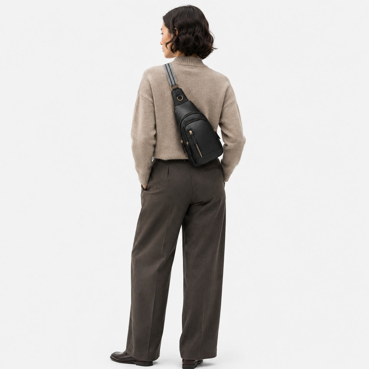 Sac Bandoulière En Similicuir À Poches Zippées