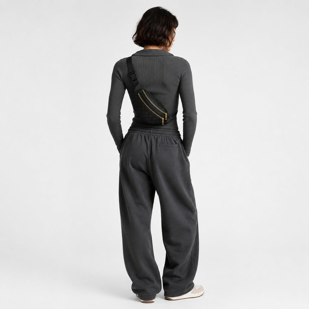Sac Banane Noir Matelassé
