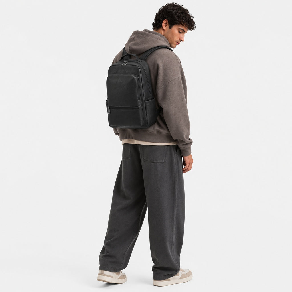 Sac À Dos Ordinateur En Similicuir Noir