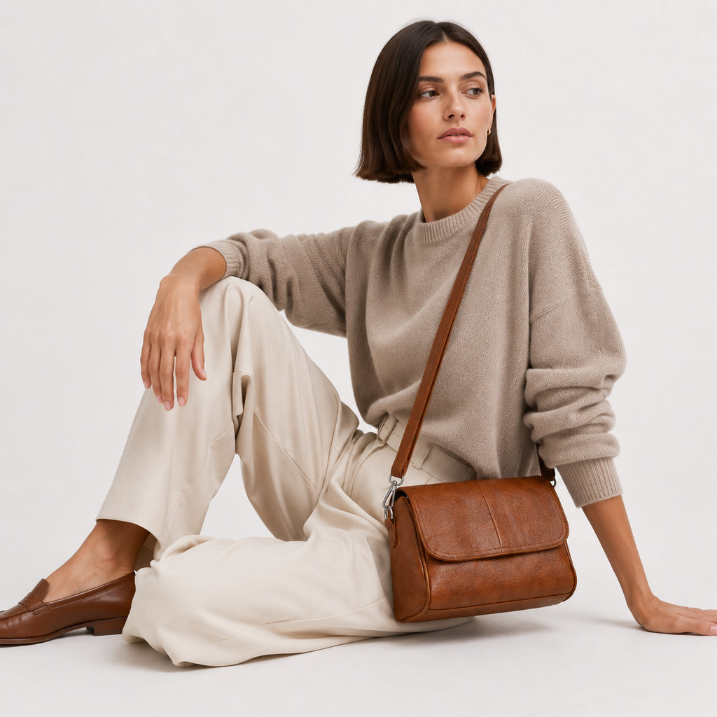 Sac À Main Effet Cuir Ciré À Rabat