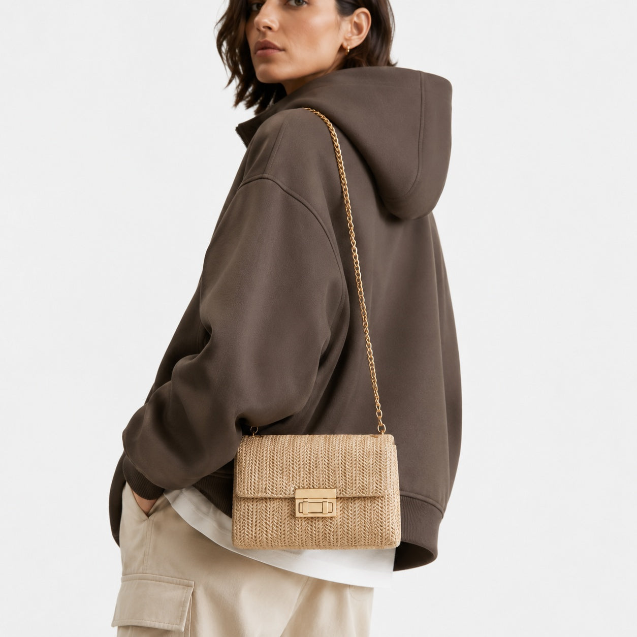 Sac À Main À Bandoulière Tressé À Chaîne