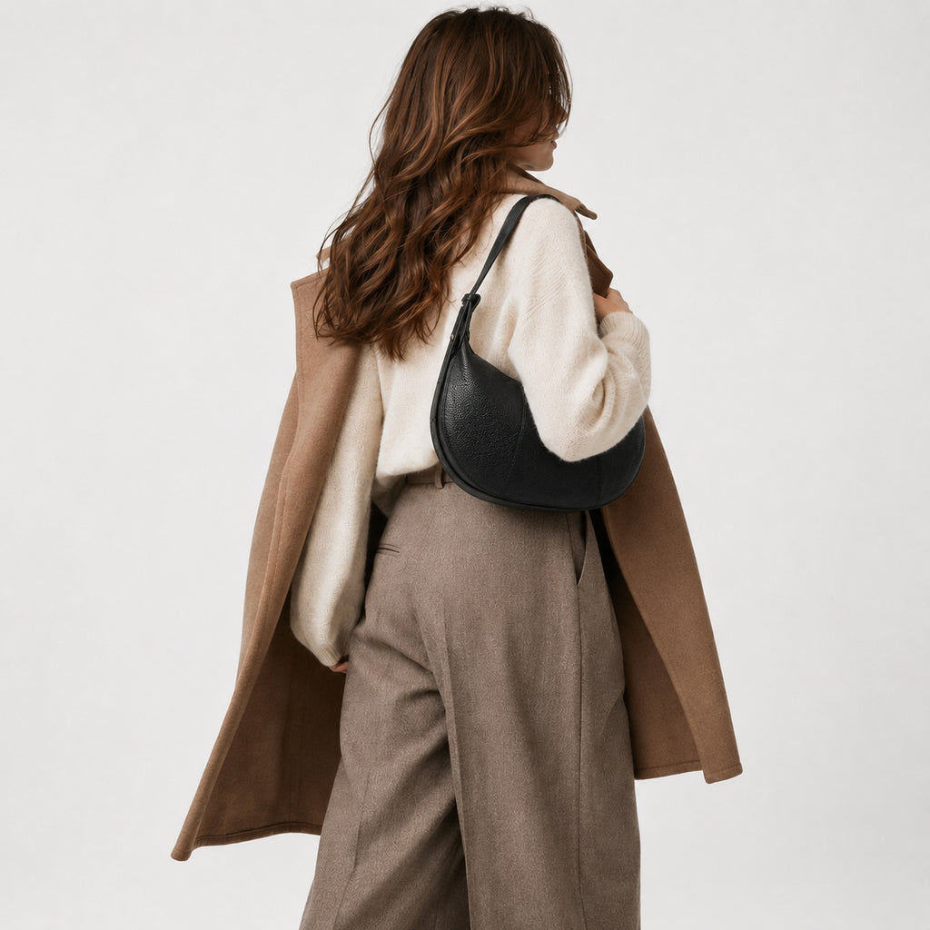 Sac À Main Demi-Lune En Cuir De Vachette